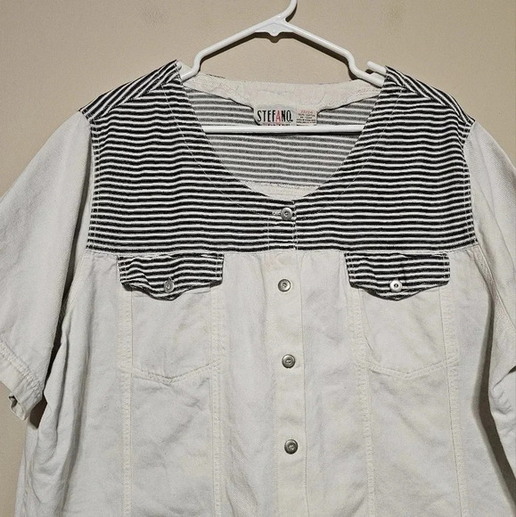 Vintage Stefano International Women's Size 22/24 Button Front Shirt Stripes - Picture 6 of 6